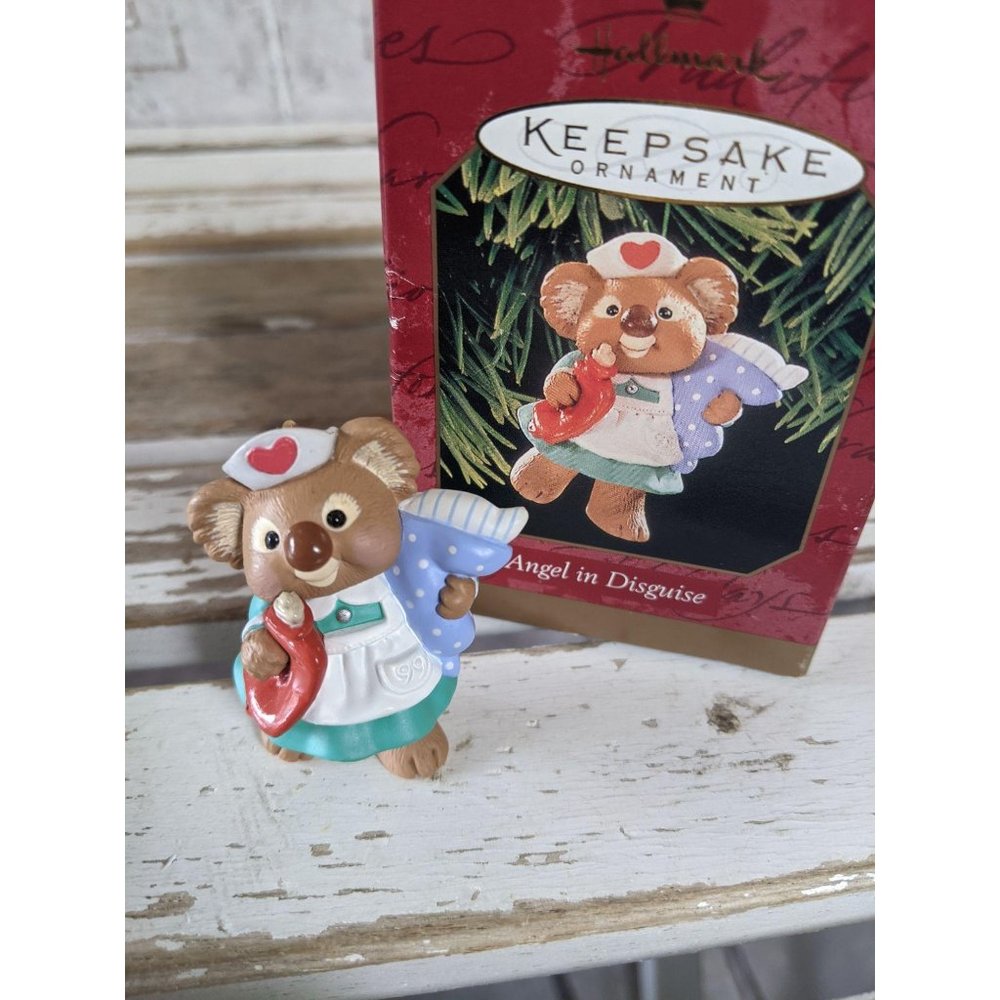 Hallmark angel in disguise nurse bear 1999 ornamen